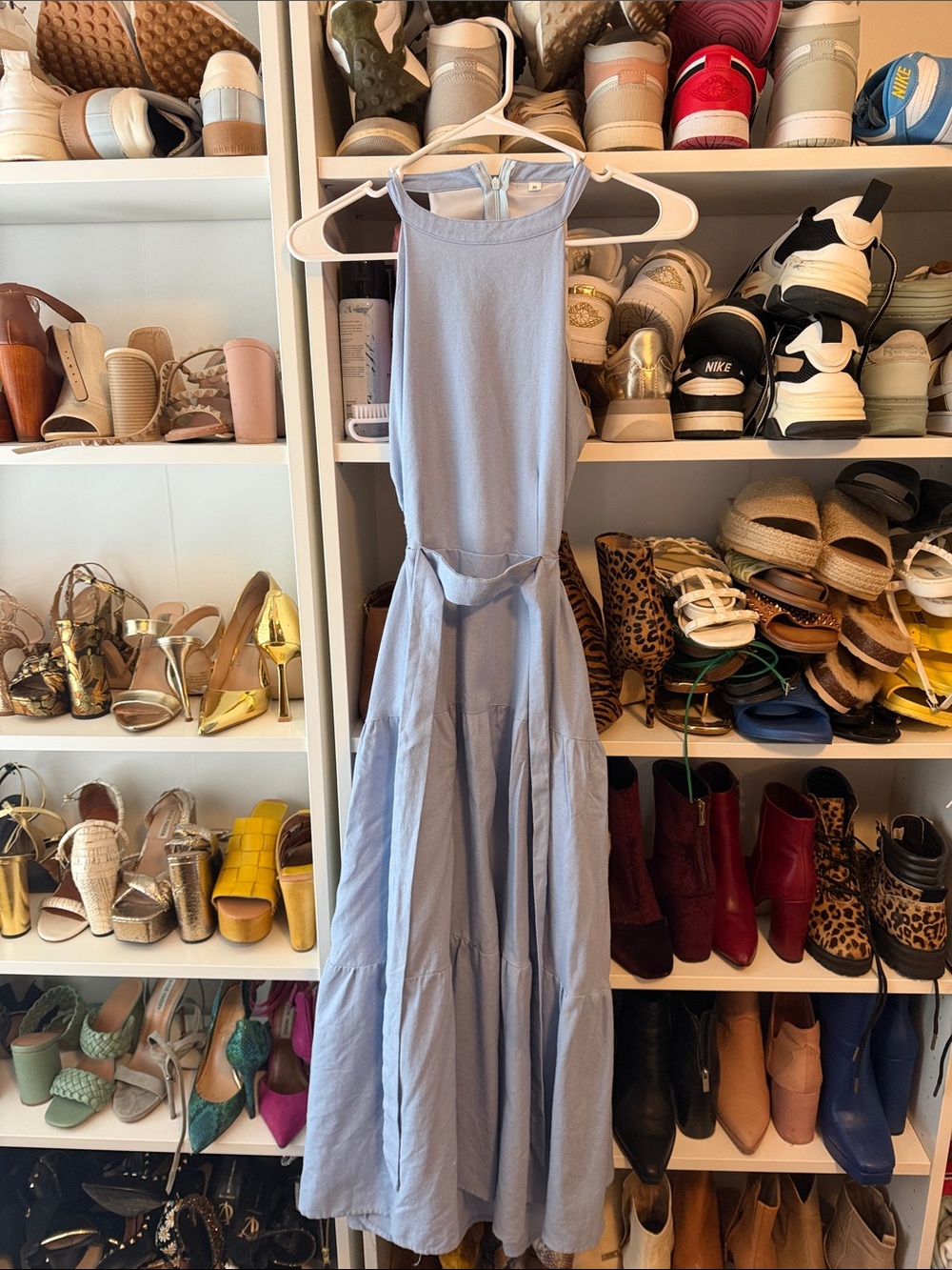 Light Blue cutout back midi  Dress - Sleeveless Summer Dress